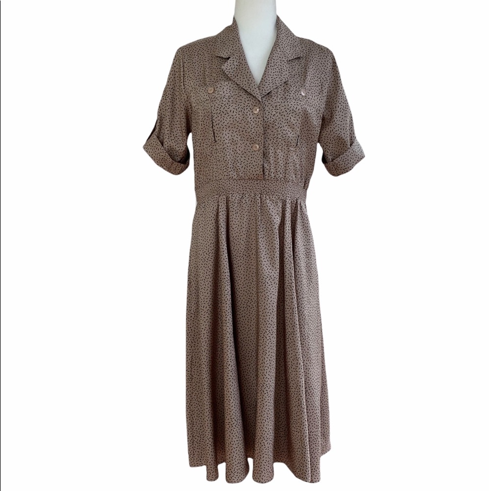 Vintage Ms. Chaus 80’s A-line Midi Dress Black Tan